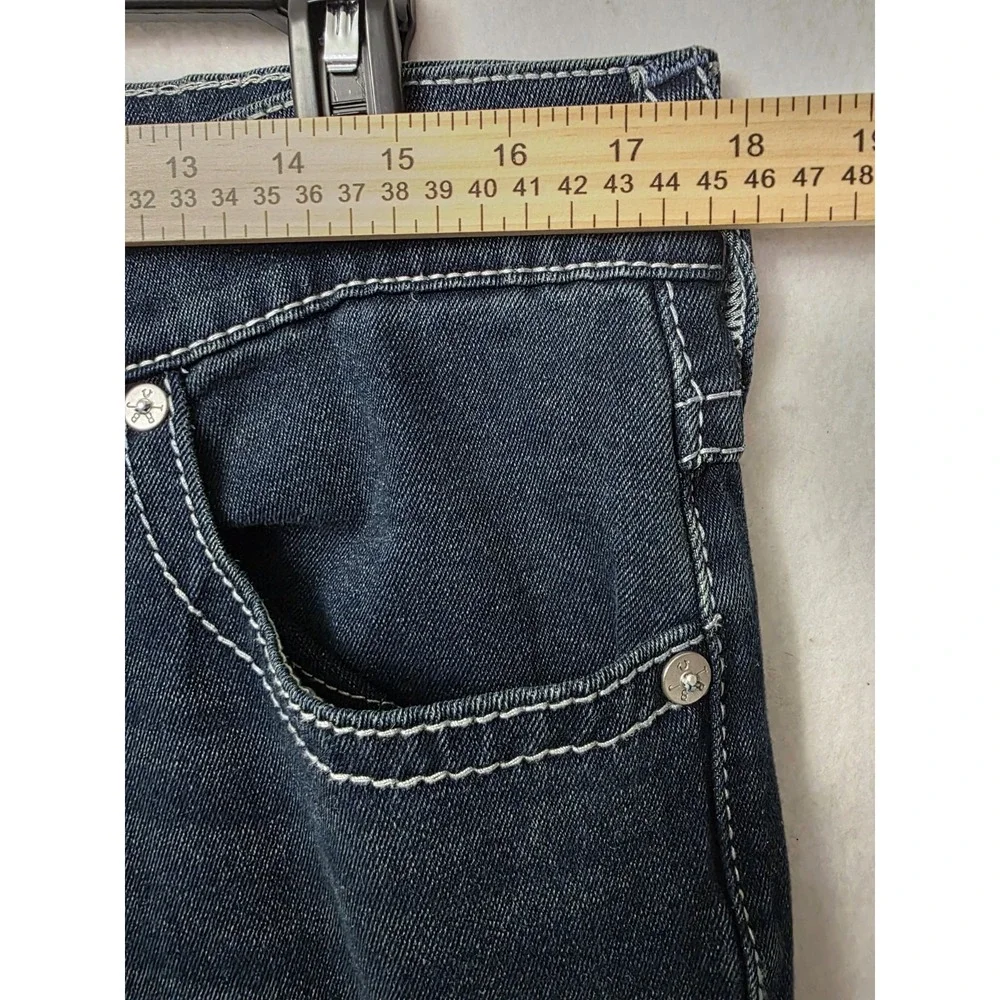 Men's True Religion Rocco Big T Flap Relaxed Skinny Jeans 33x32 700677 Dark Wash